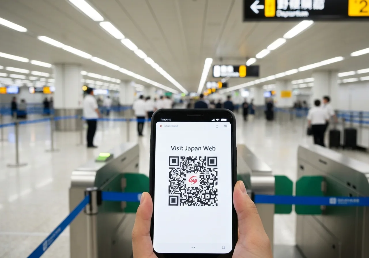 일본 입국 심사를 위한 비지트 재팬 웹 QR 코드 준비 화면